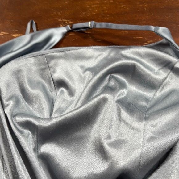 Revelry Jade Satin Charmeuse One -Shoulder Maxi Dress French Blue 2 - Picture 11 of 15